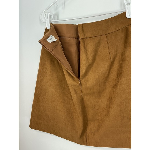 J.Crew A-Line Skirt 6 Camel Brown Faux Suede Pockets Back Zip Lined - Picture 6 of 9